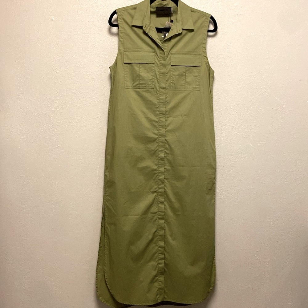 Blaque Label NWT Olive Green Sleeveless Safari Utility Henley Dress 3271